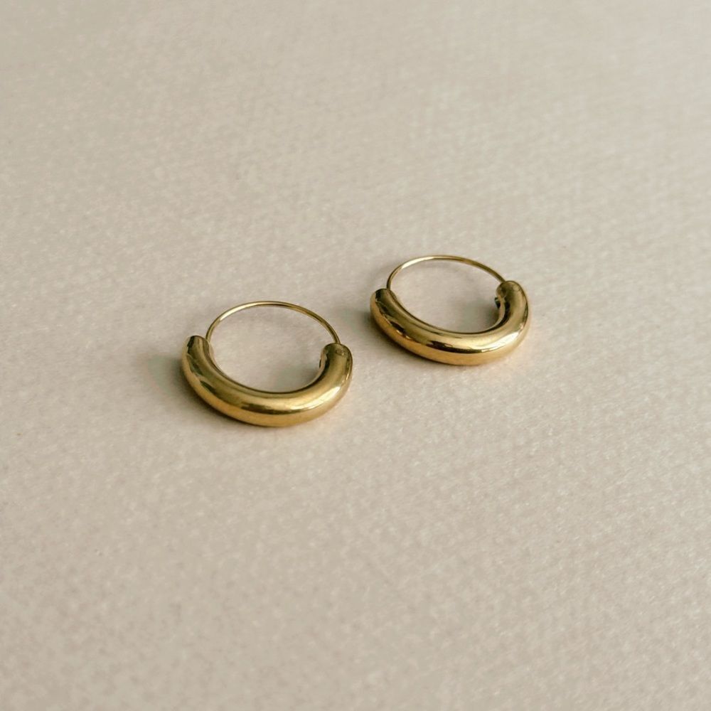 Gold Hoop Earrings #2363 - Picture 5 of 6